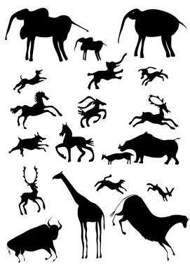 African animals looks like cave painting - vector clipart