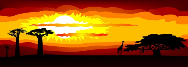 Afrika sunset - vektor — Stock vektor