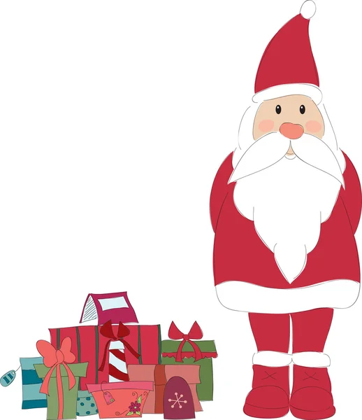 Santa con regalos — Vector de stock