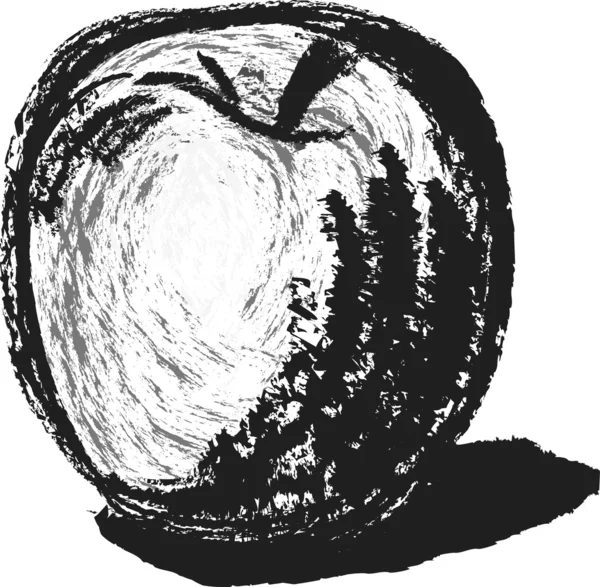 Handgezogener Apfel — Stockvektor