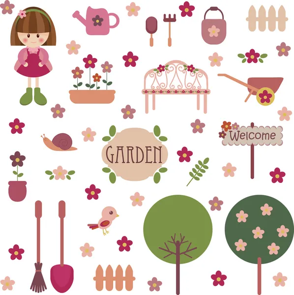 Ensemble de jardin — Image vectorielle