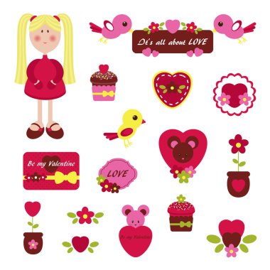 Girlish set Valentine's Day clipart