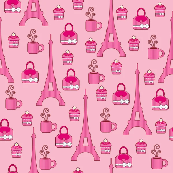 Papel de parede rosa brilhante. Paris —  Vetores de Stock