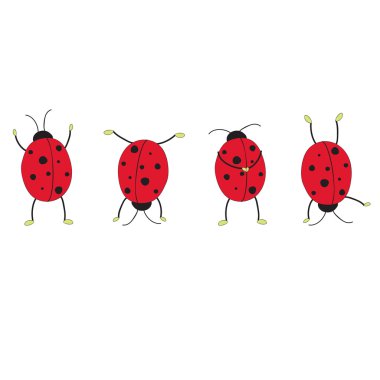 Four funny ladybugs clipart