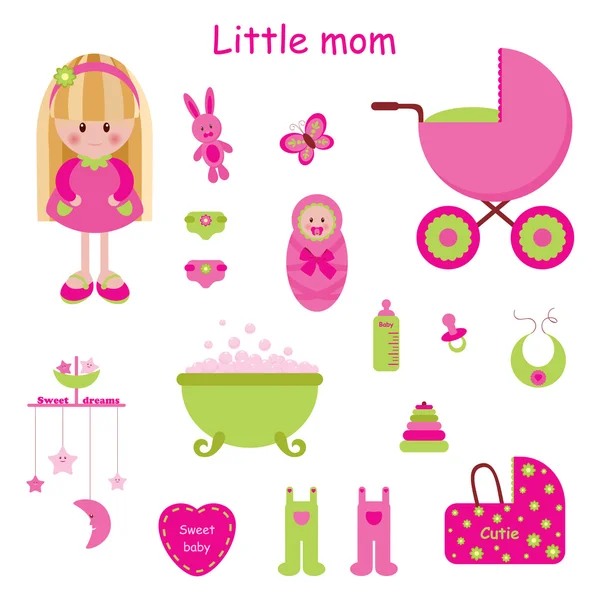 Κοριτσίστικη σύνολο. μικρή μαμά — Διανυσματικό Αρχείο