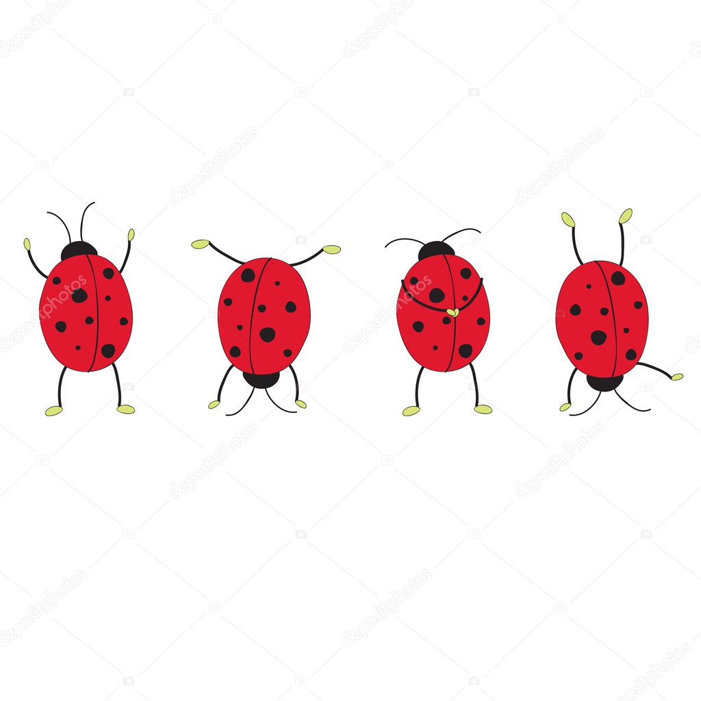 Four funny ladybugs