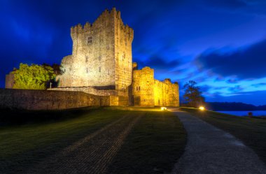 Ross Castle at full moon clipart