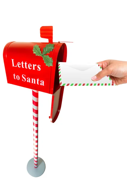 Brief an den Weihnachtsmann senden — Stockfoto