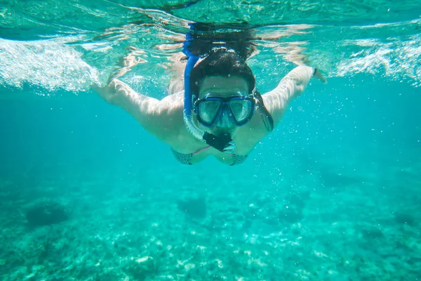 Snorkelen in de caribische zee — Stockfoto
