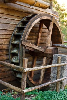 Historic water mill wheel clipart