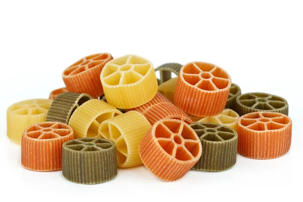 Tricolor pasta on white — Stock Photo, Image