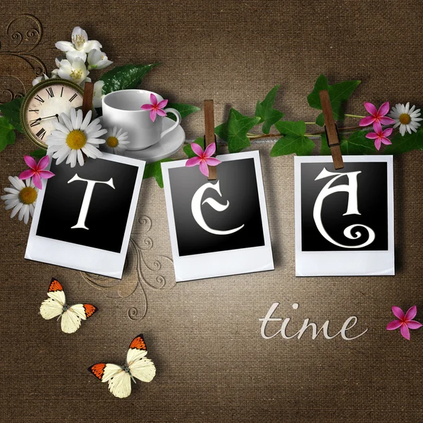 Tea idő kártya — Stock Fotó