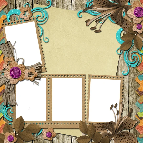 Vintage Background with frames and flowers — Stock Photo, Image