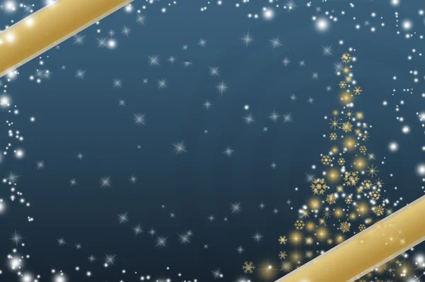 Абстрактний зимовий синій фон, з зірками, сніжинками та ялинкою — стокове фото
