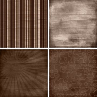 Set of four different retro pattern scrapbook backgrounds clipart