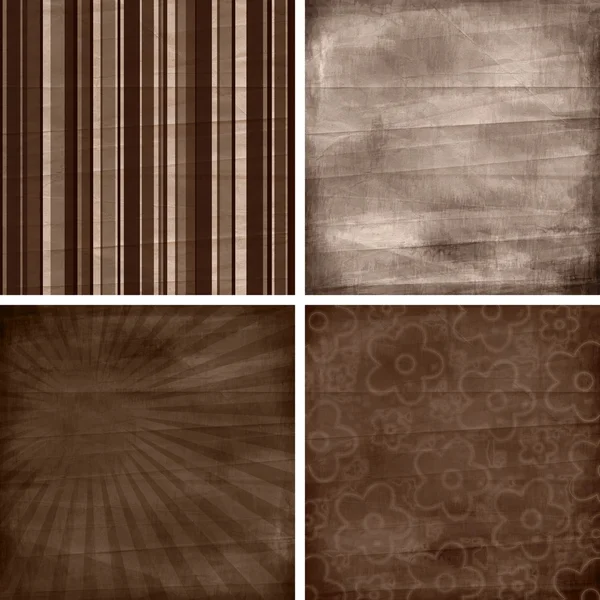 Set van vier verschillende retro patroon scrapbook achtergronden — Stockfoto