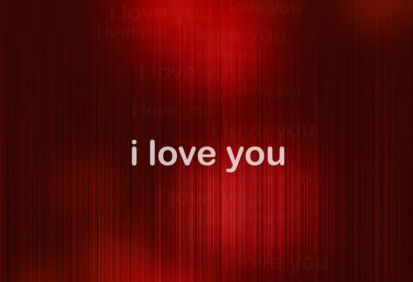 Röd randig bakgrund med texten jag älskar dig — Stockfoto