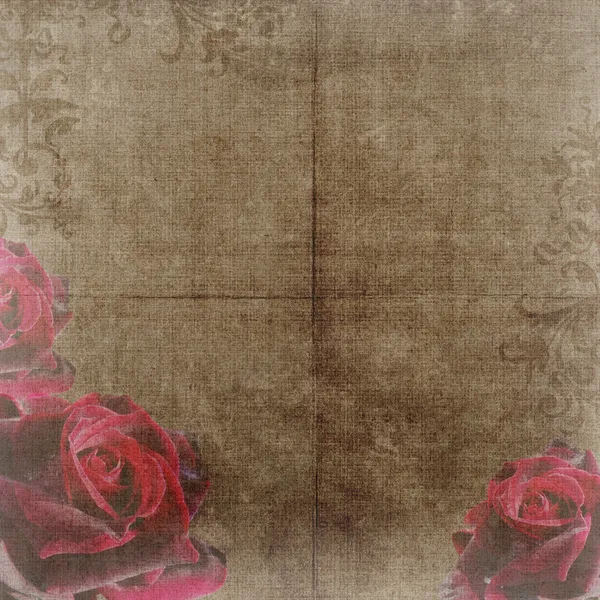 Gammal dekorativ bakgrund med rosor — Stockfoto