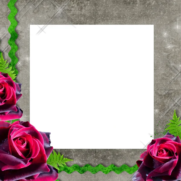 Gammal dekorativ bakgrund med rosor — Stockfoto