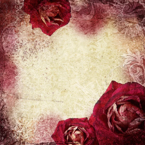 Hintergrund im Grunge-Stil mit Blumen — Stockfoto