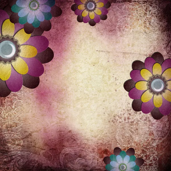 Hintergrund im Grunge-Stil mit Blumen — Stockfoto