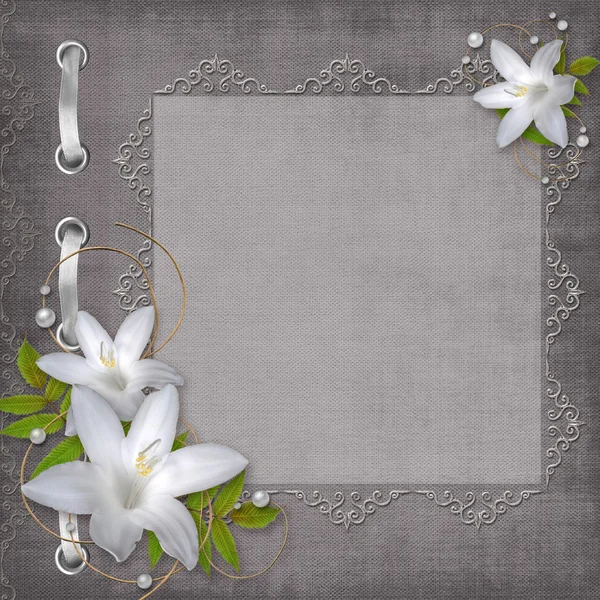 Rocznika kartkę z życzeniami z kwiatów i miejsce dla tekstu lub zdjęć — Zdjęcie stockowe