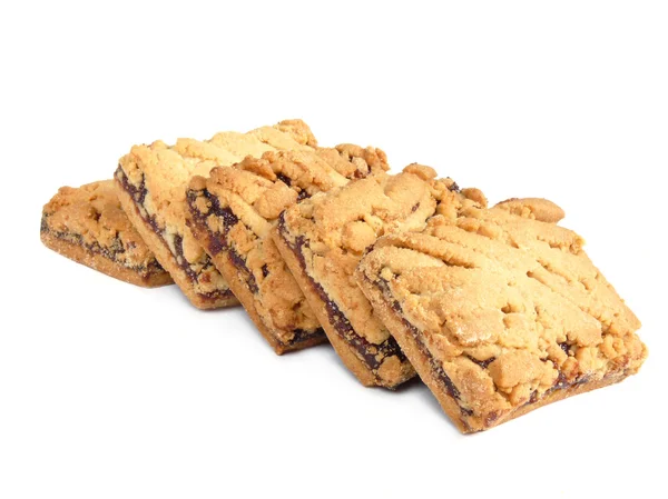 Chutné sušenky s džemem izolovaných na bílém pozadí — Stock fotografie