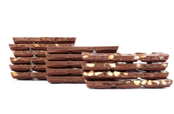 Pyramida z různých druhů čokolády, samostatný — Stock fotografie