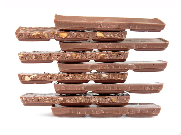 Piramide delle diverse varietà di cioccolato isolato — Foto Stock