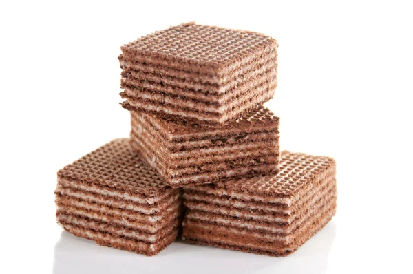 Delicious chocolate waffles isolated on white background — Stock Photo, Image