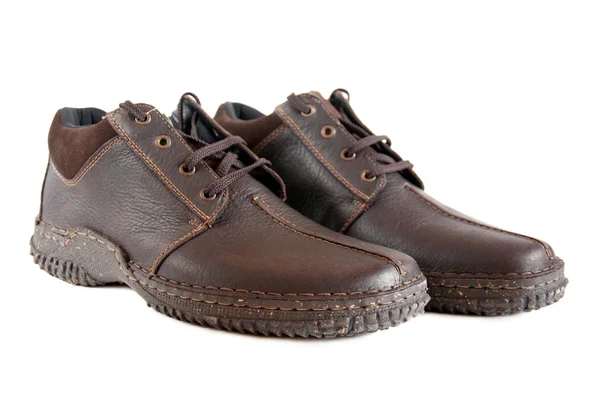 Bruna skor för män isolerad på vit bakgrund — Stockfoto
