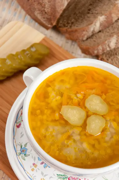 A delicious soup made from pickled cucumbers - pickle — Stock Photo, Image