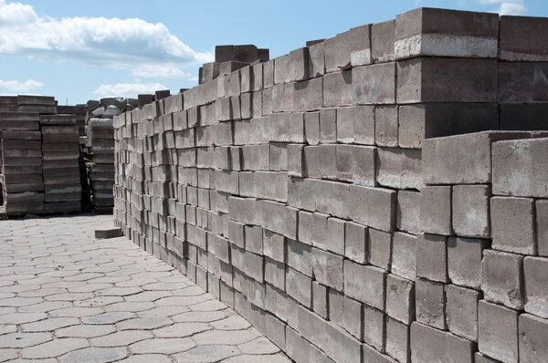 Gray paving stone, composed of a hill in the open air