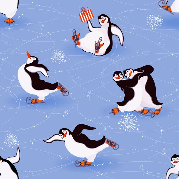 スケート ペンギン — ストックベクタ