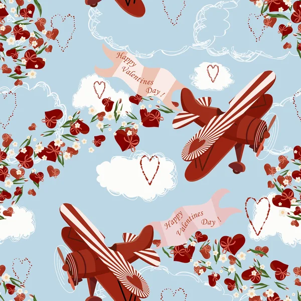 Spectacle aérien de Saint-Valentin — Image vectorielle