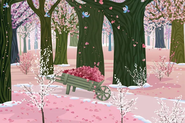 Frühling rosa Wald — Stockvektor