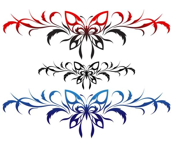 Çiçek desenli kelebek dövmesi — Stok Vektör