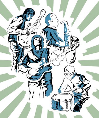 Rock band with the image of musicians clipart