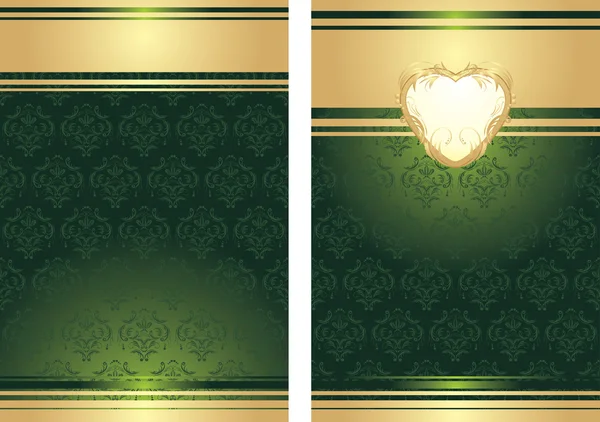 Gyllene hjärtat på dekorativa bakgrund för holiday presentpapper — Stock vektor