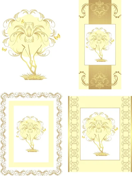 Τυποποιημένο χρυσό δέντρο για σχεδιασμό — Διανυσματικό Αρχείο