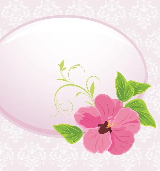 Ram med rosa blomma på dekorativa bakgrund — Stock vektor