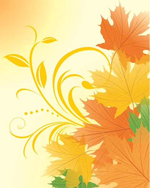 Осіннє кленове листя з декоративним гілочкою — стоковий вектор