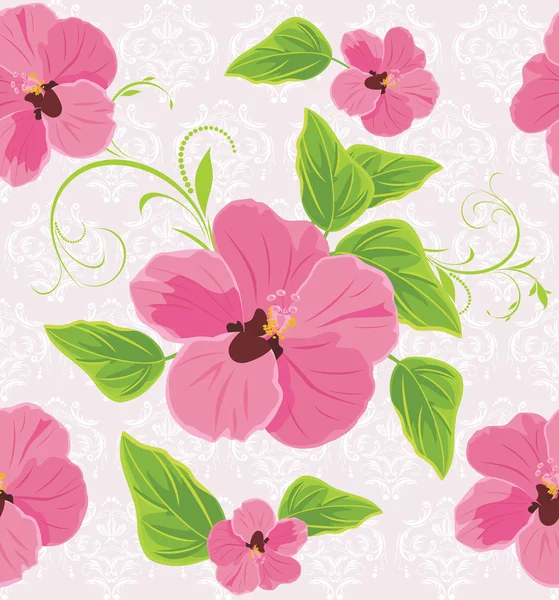 Decorative background with pink flowers — Stock Vector