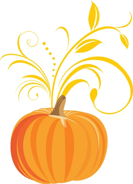 Pumpkin with decorative sprig — Stock Vector