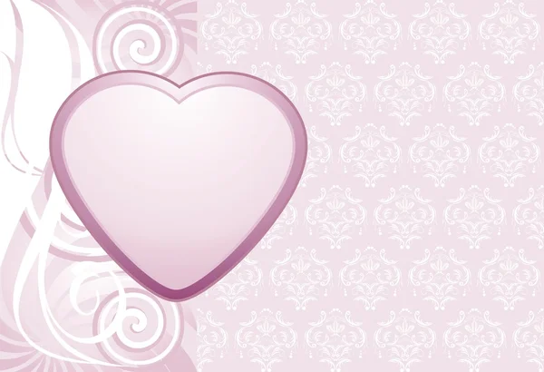 Herz auf dem dekorativen Hintergrund. Valentinskarte — Stockvektor