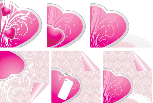 Coeurs décoratifs. Eléments pour la conception des cartes Valentines — Image vectorielle