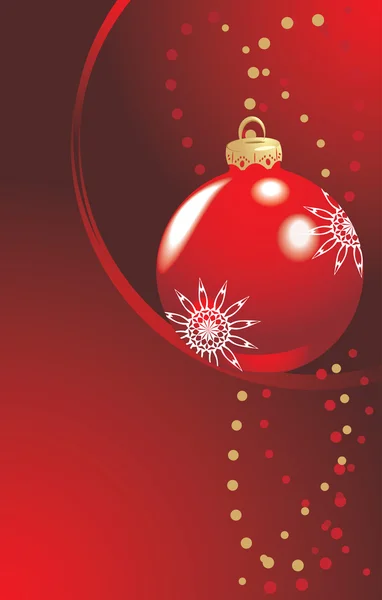 Červená koule s vánoční pozlátko. pozadí pro kartu — Stockový vektor