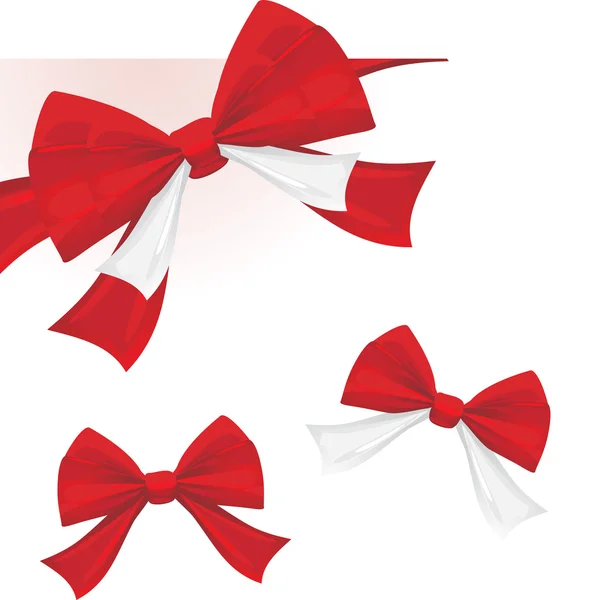 Three red bows isolated on the white — Stock Vector