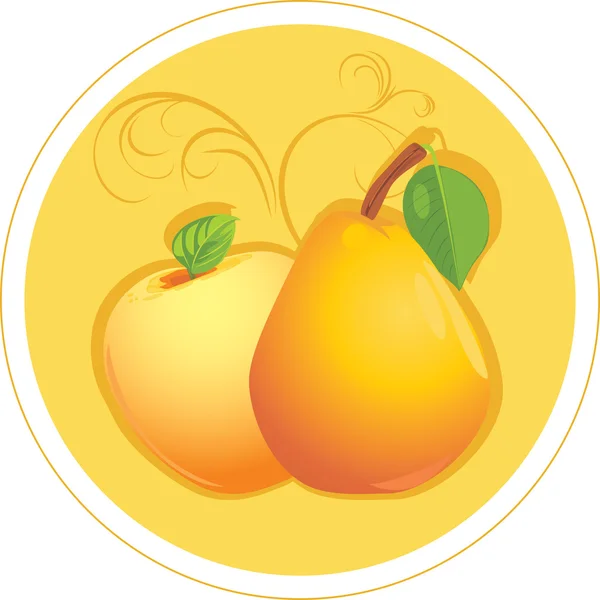 Apple and pear. Sticker — Wektor stockowy