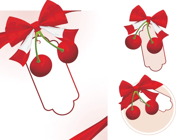 Cherry with bow — Stock Vector